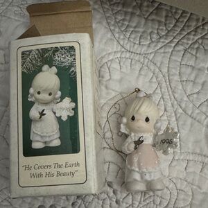 Precious Moments White and Pink Ornament